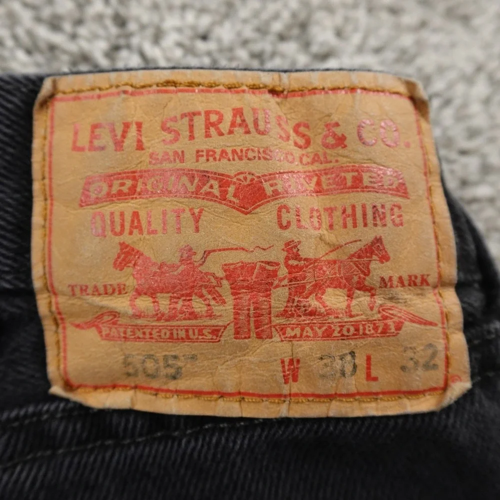 VTG Levis Jeans Mens 38X32 Dark Black Denim‎ Pants 505 Straight Leg Western Y2K